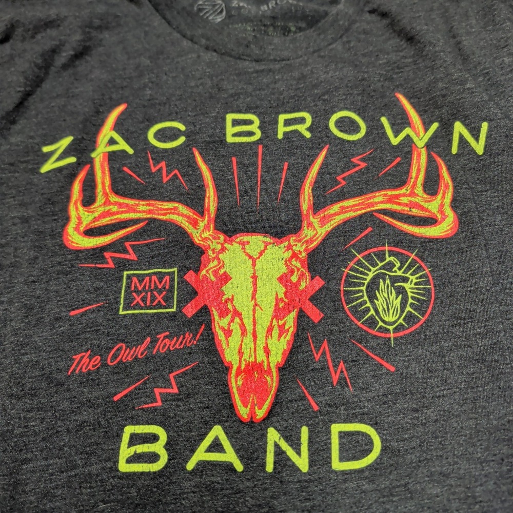 Zac Brown Band T-Shirt Womens Medium Gray The Owl Tour 2019 Tee Country Music - Picture 4 of 7